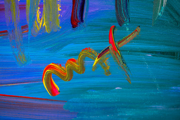 Peter Max Better World Large 40" x 30" Original Painting with Signature, Studio Number and Documentation