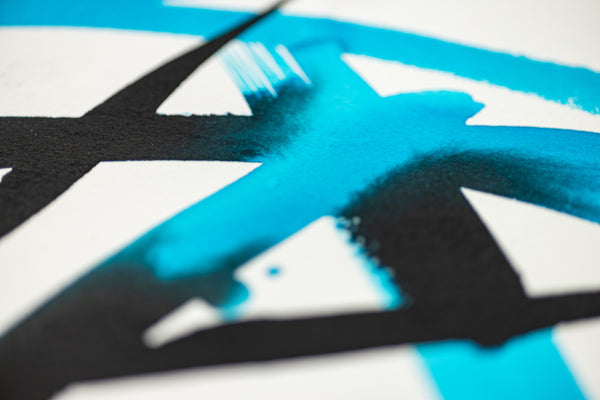 RETNA Original Painting Untitled Blue and Black Watercolor Graphite Abstract w COA