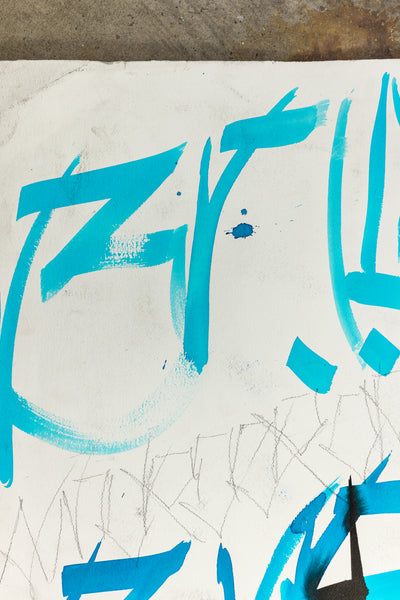 RETNA Original Painting Untitled Blue and Black Watercolor Graphite Abstract w COA
