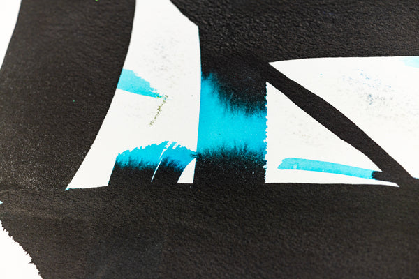 RETNA Original Painting Untitled Blue and Black Watercolor Graphite Abstract w COA