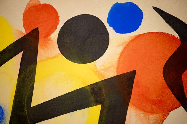 Alexander Calder Black Lightning Signed 1964 Original Gouache and Ink Painting