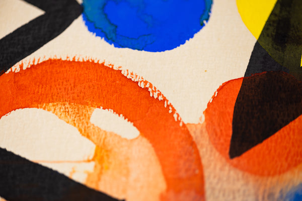 Alexander Calder Black Lightning Signed 1964 Original Gouache and Ink Painting