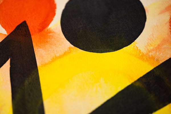 Alexander Calder Black Lightning Signed 1964 Original Gouache and Ink Painting