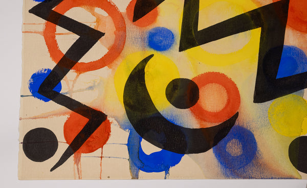 Alexander Calder Black Lightning Signed 1964 Original Gouache and Ink Painting