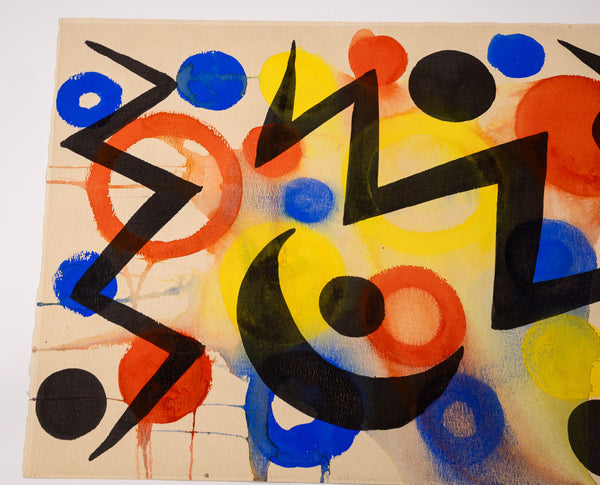 Alexander Calder Black Lightning Signed 1964 Original Gouache and Ink Painting