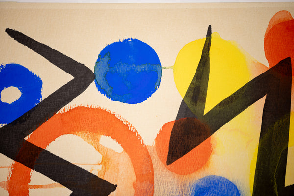 Alexander Calder Black Lightning Signed 1964 Original Gouache and Ink Painting