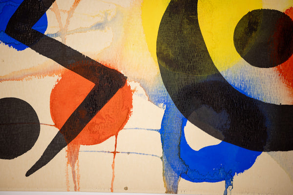 Alexander Calder Black Lightning Signed 1964 Original Gouache and Ink Painting