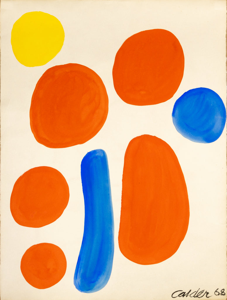 Alexander Calder Fair Play Signed 1968 Gouache and Ink on Paper