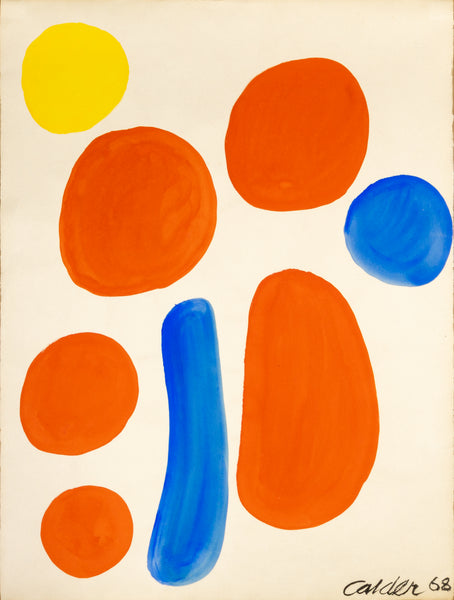 Fair Play (1968) by Alexander Calder is a vibrant gouache and ink on paper measuring 30.75 x 22.75 inches