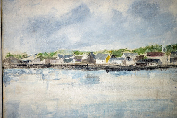 Anne Packard Provincetown Shoreline as Seen From the Harbor 1976 Signed Original Oil on Canvas Painting