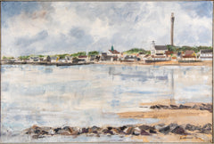 Anne Packard Provincetown Shoreline as Seen From the Harbor 1976 Signed Original Oil on Canvas Painting