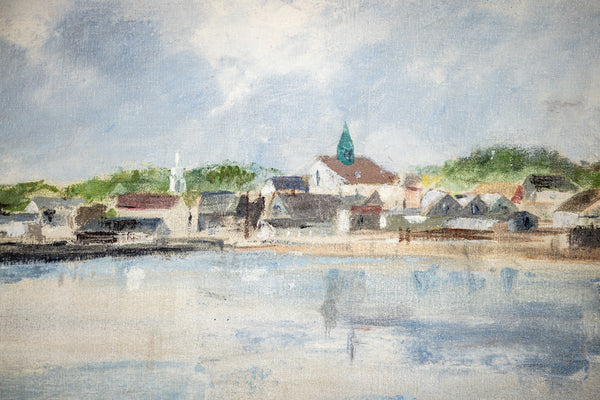 Anne Packard Provincetown Shoreline as Seen From the Harbor 1976 Signed Original Oil on Canvas Painting
