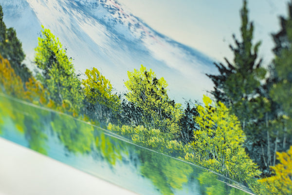 Bob Ross Painting Majestic Peaks 18x24 Signed Mountain Landscape w/ Bob Ross Inc COA