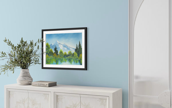 Bob Ross Painting, Majestic Peaks, 18x24 Signed Mountain Landscape w/ Bob Ross Inc COA