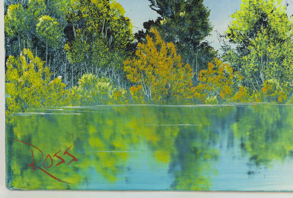 Bob Ross Painting Majestic Peaks 18x24 Signed Mountain Landscape w/ Bob Ross Inc COA