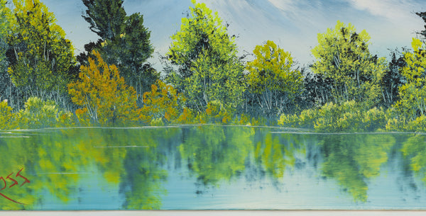 Bob Ross Painting Majestic Peaks 18x24 Signed Mountain Landscape w/ Bob Ross Inc COA