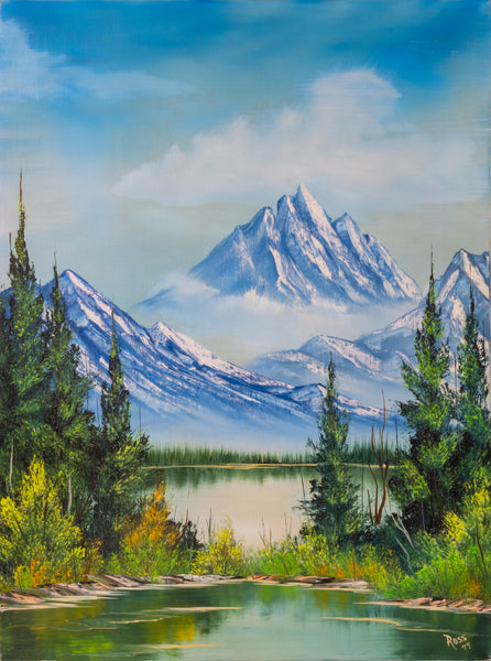 Bob Ross Original Painting Signed 24x18 Canvas w/ Bob Ross Inc COA