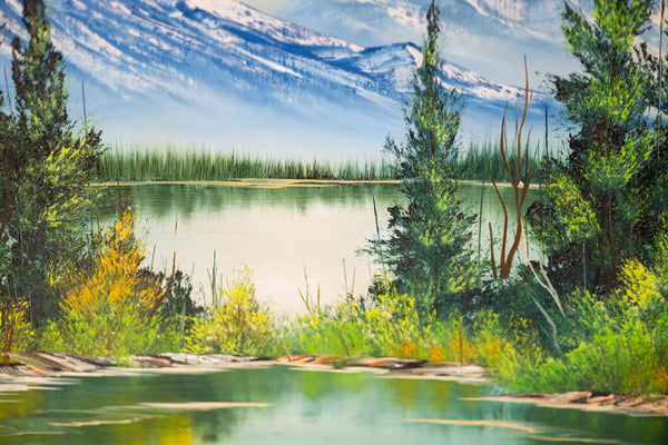 Bob Ross Original Painting Signed 24x18 Canvas w/ Bob Ross Inc COA