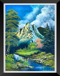 Bob Ross Signed On-Air Original Painting A Pretty Autumn Day from Season 24 Episode 5 of The Joy of Painting w/ COA