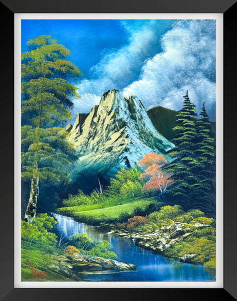 Bob Ross Signed On-Air Original Painting A Pretty Autumn Day from Season 24 Episode 5 of The Joy of Painting w/ COA