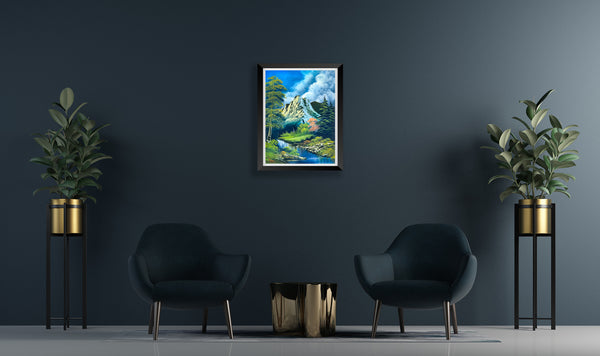 Bob Ross Signed On-Air Original Painting A Pretty Autumn Day from Season 24 Episode 5 of The Joy of Painting w/ COA