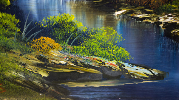Bob Ross Signed On-Air Original Painting A Pretty Autumn Day from Season 24 Episode 5 of The Joy of Painting w/ COA