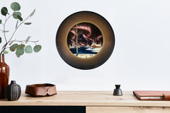 Bob Ross's "Untitled (Northern Lights)" original painting on velvet inside gold pan is an evocative example of the artist's early Alaskan period, preceding his rise to national fame as the host of The Joy of Painting