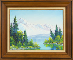 Bob Ross, Mountain Lake Original Signed Painting Oil on 18x24 Canvas w/ Bob Ross Inc COA