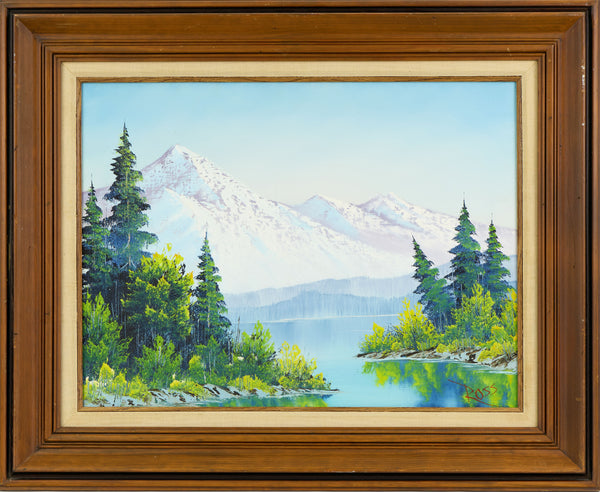 Bob Ross, Mountain Lake Original Signed Painting Oil on 18x24 Canvas w/ Bob Ross Inc COA