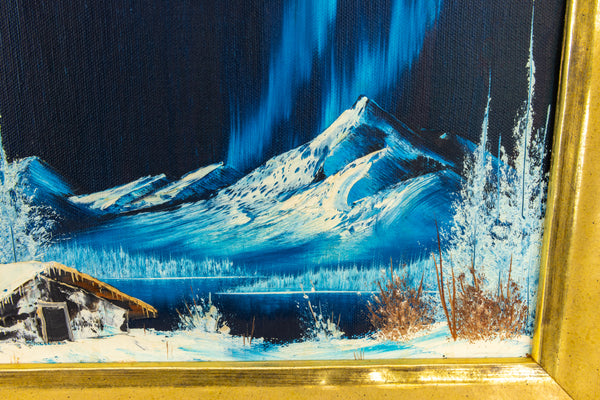 Bob Ross Signed Original Northern Lights 16” x 12” Oil on Canvas Painting with Bob Ross Inc COA