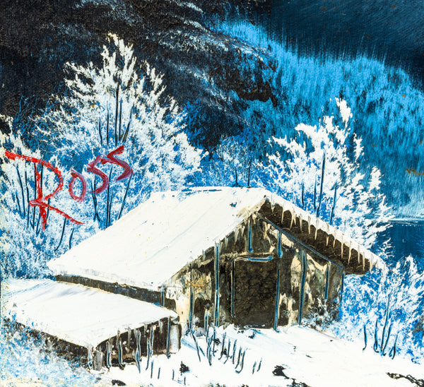 Bob Ross Signed Original Painting Nighttime Winter Mountain Scene
