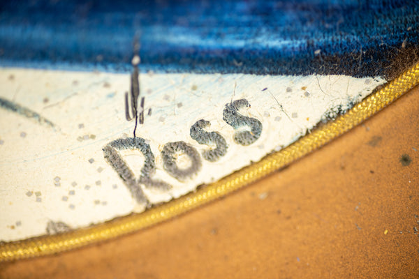 Bob Ross Authentic Original Oil on Velvet Painting inside Gold Pan Alaska Northern Lights Mountain Scene