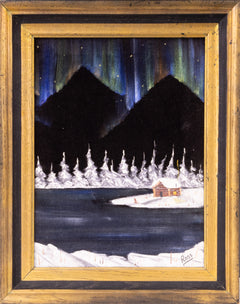 Bob Ross, Signed Original Painting Northern Lights on Velvet