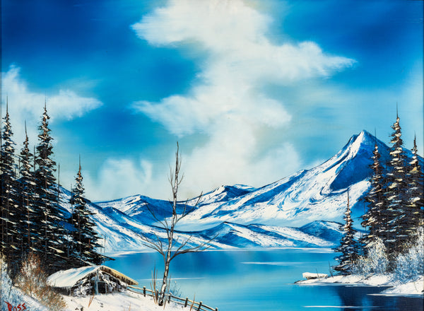 Bob Ross Authentic Signed Original Painting Winter Solitude Oil on 18” x 24” Canvas