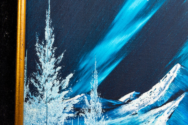 Bob Ross Original Signed Northern Lights Painting on Canvas