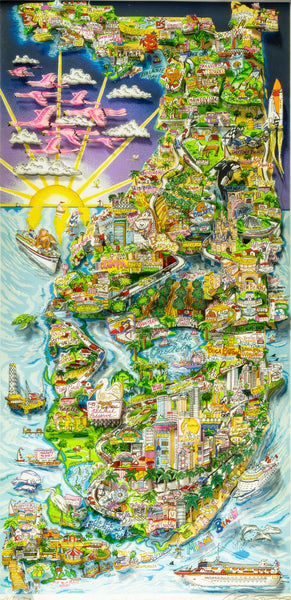 Charles Fazzino Along Sunshine State 3D Serigraph Signed Edition of 350