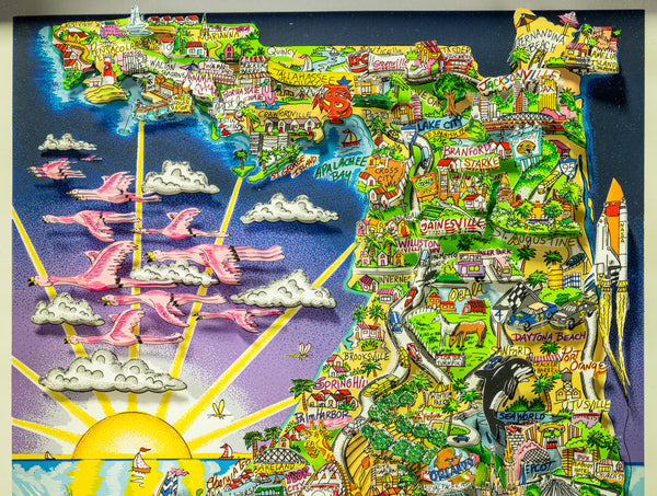 Charles Fazzino Along Sunshine State 3D Serigraph Signed Edition of 350