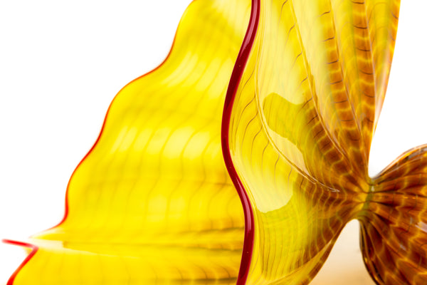 Dale Chihuly Unique 1992 Buttercup Yellow Persian with Blood Red Lip Wrap Hand Blown Glass Art
