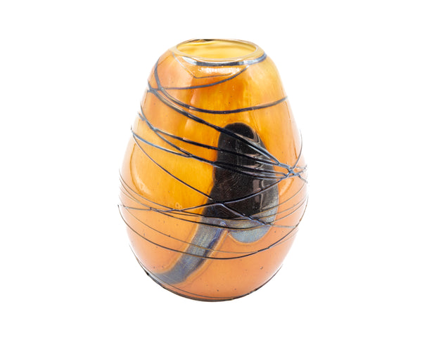 Dale Chihuly 1977 Signed Early Era Hand Blown Glass Burnt Orange Tabac Basket