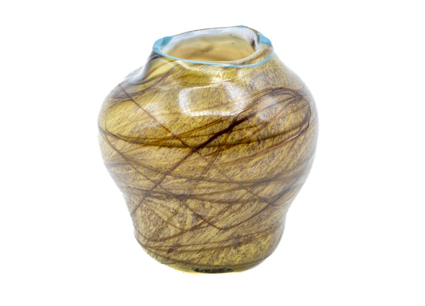 Dale Chihuly 1977 Signed Early Era Hand Blown Glass Olive Green Tabac Basket