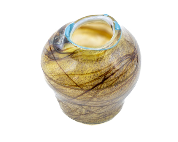 Dale Chihuly 1977 Signed Early Era Hand Blown Glass Olive Green Tabac Basket