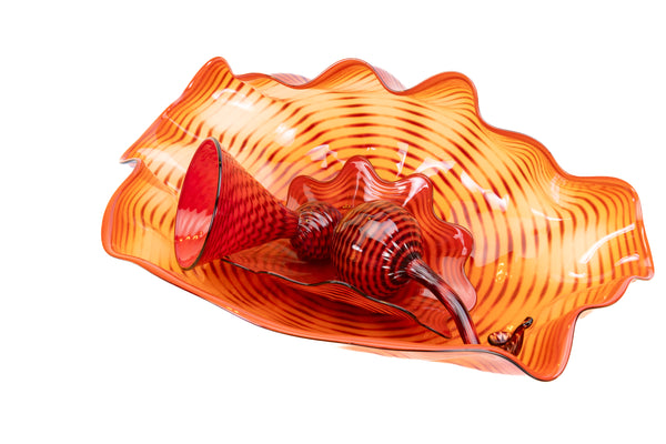 Dale Chihuly Large Four Piece Red-Orange Persian Glass Set with $40k Appraisal