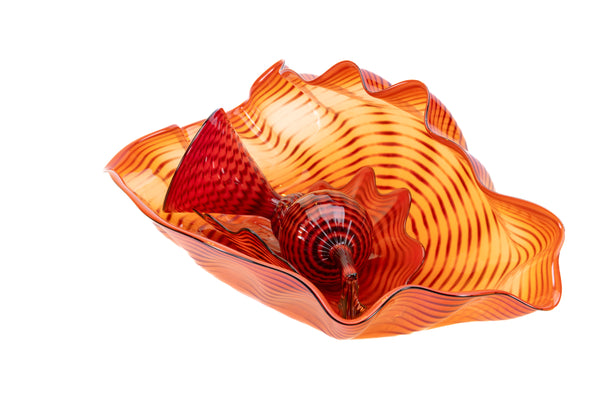 Dale Chihuly Large Four Piece Red-Orange Persian Glass Set with $40k Appraisal