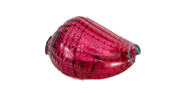 Dale Chihuly 3pc Garnet Seaform Set with Teal Lip Wrap Signed Unique Hand Blown Glass Sculpture