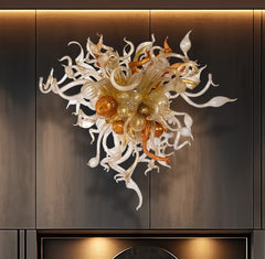 Dale Chihuly Original 6' x 6' 200+  piece Glass Gilded Silver and Gold Ice Chandelier with Ruby Accents