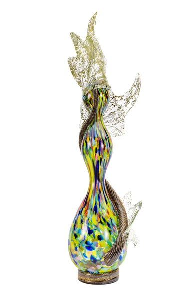 Dale Chihuly Large 30” 1990 Iridescent Green Venetian Vase Hand Blown Glass