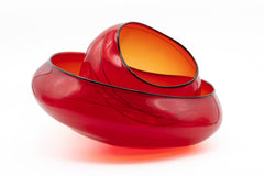Dale Chihuly Red Bonfire Basket Portland Press 2003 Signed Handblown Glass Sculpture