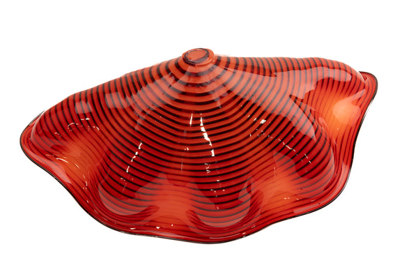 Dale Chihuly Signed Chinese Red Seaform Pair with Black Lip Wraps 1995 Signed Portland Press Edition