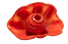 Dale Chihuly Signed Chinese Red Seaform Pair with Black Lip Wraps 1995 Signed Portland Press Edition