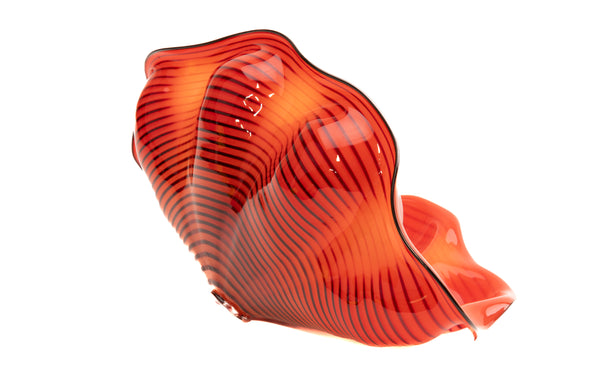 Dale Chihuly Signed Chinese Red Seaform Pair with Black Lip Wraps 1995 Signed Portland Press Edition